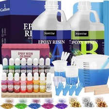 1 Gallon Crystal Clear Epoxy Resin Kit, High-Glossy No Bubbles, Art  Castin...
