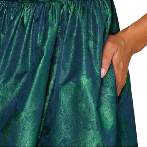 Maxi Vestido Corsé Satinado Jacquard Abstracto Verde Aidan Mattox Talla 2 Nuevo - Imagen 12 de 16
