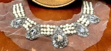 collar pearls glass beads 2x10.5" hand sewn 1pc