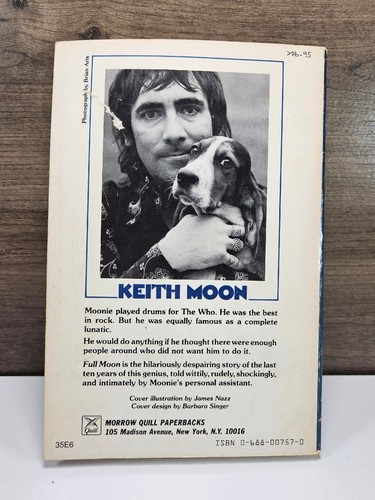1st Ed FULL MOON Keith Moon Book MORROW QUILL FIRST EDITION '81 The Who OOP RARE - Picture 3 of 6