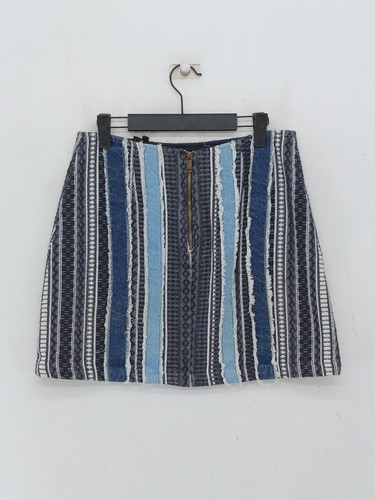 River Island Women's Mini Skirt UK 10 Blue Cotton with Polyester Mini - Picture 2 of 6