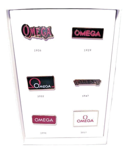 OMEGA - Rare Collection WATCH Commemorative Set of 6 PIN BADGES SPILLE NUOVE - Foto 2 di 7