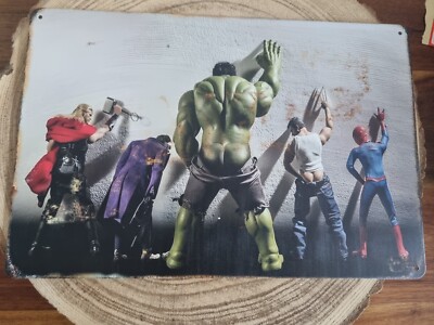   Blechschild Metallschild Avengers Toilette WC Funny Sarcasm Tin Sign