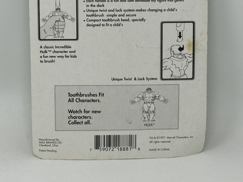 Brand New 1997 Marvel Incredible Hulk Bendable Glow in Dark Toothbrush Figure - Picture 4 of 4