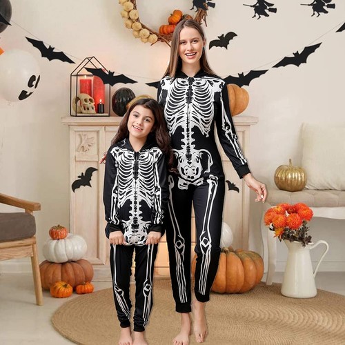 Family Matching Halloween Skeleton Hooded Pajamas for Men and Women - Picture 4 of 11