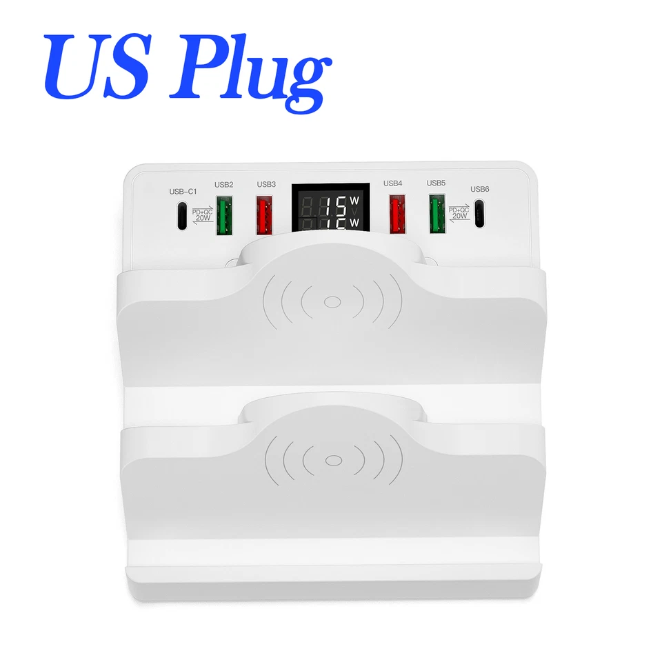 80W Multi USB Type C PD Fast Charger Wireless Charging Station For iPhone 16 15 - Image 2 of 4