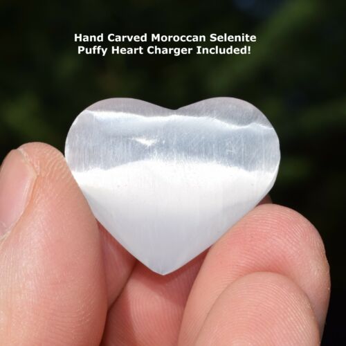 CHARGED Polished Moroccan Selenite Perfect Pendant+ 20" Stainless Steel Chain - Picture 2 of 12