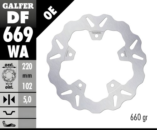 Bremsscheibe Galfer DF669WA WAVE® starr hinten 220x5mm für Aprilia Tuono V4 - Bild 2 von 2