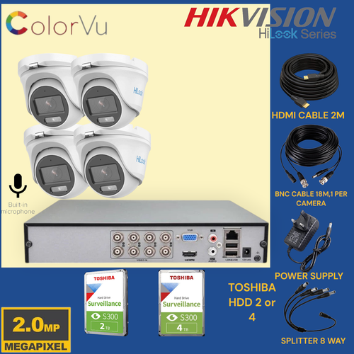 HiLook by Hikvision 8-Kanal DVR CCTV-Kit 2 MP ColorVu Kameras Audio optional HDD - Bild 28 von 32