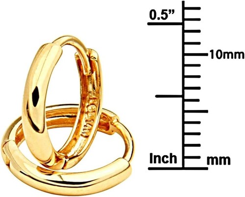 14K Gold Huggie Earrings - 1.5mm Thick 8x8mm - Elegant Lightweight Hoops - Picture 4 of 9