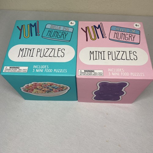 Mini Lebensmittel Puzzle Yum Lot 2 Boxen 6 Mini Puzzles Total Gummibärchen Pizza Cupcake - Bild 1 von 9