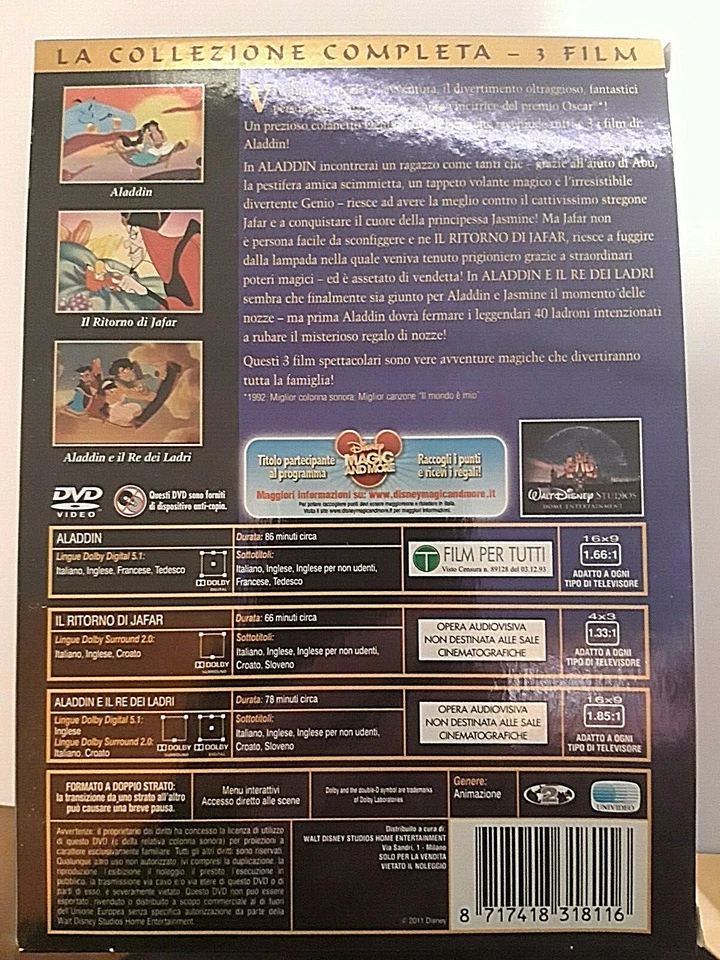 ALADDIN LA TRILOGIA - DVD (3) Walt Disney NUOVO - Bild 2 von 2