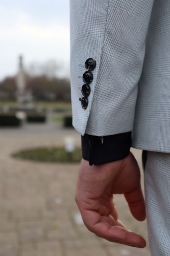 Tuta uomo grigio pietra check tre pezzi taglie forti large XL grande alta - Foto 4 di 13