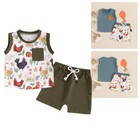 Toddler Baby Boys Summer Clothes Set Sleeveless T-shirt Shorts Casual Outfits