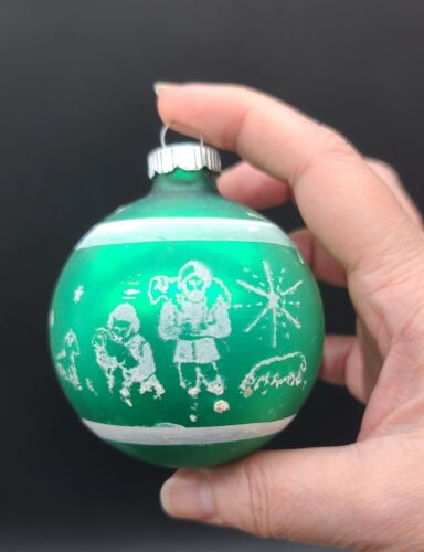 Shiny Brite Vintage Glass SHEPARD LAMB Nativity Ball Christmas Ornament Box Set6 - Picture 3 of 8