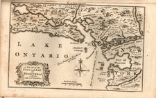 1758, RARE, Map of Fort Frontenac , Lake Ontario, battles, Gentleman's Magazine