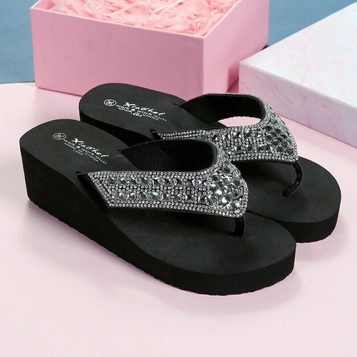 Summer Women Thong Flip Flops Sandals Ladies Wedge Platform Beach Slippers Shoes - Picture 9 of 12