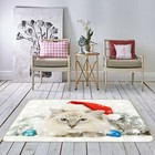 3D Christmas Hat Cat I512 Animal Non Slip Rug Mat Round Elegant Carpet Honey