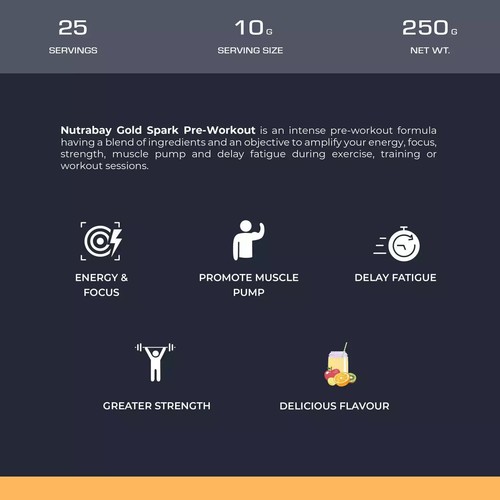 Gold Spark Pre Workout - 250g Fruit Punch 25 Servings best product - Imagen 5 de 7