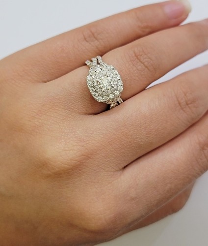 Real 14k Yellow Gold Diamond 1.5CT Ring band SET Ladies Women Engagement Wedding - Picture 3 of 9