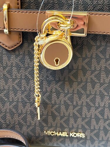 MICHAEL KORS HAMILTON SMALL SATCHEL SHOULDER CROSSBODY BAG MK BROWN - Picture 10 of 15