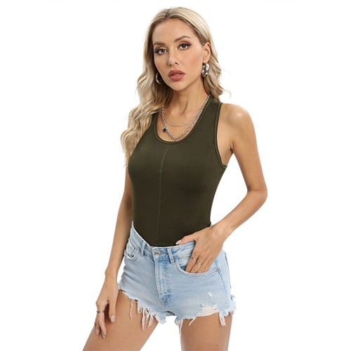 Women's Fashion Tank Top Sleeveless Solid Color Shirt Vest Slim Fit Summer S-2XL - Picture 10 of 14