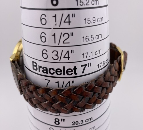 Vintage Men’s Round Gold Tone Golf Club Ball Dial Leather Braid Band Watch Sport - Picture 12 of 12