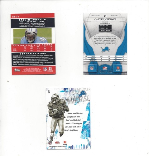 CALVIN JOHNSON 2007 BOWMAN CHROME RC #BC75 + 2008 LEAF CERTIFIED RED (44/100)!!! - Picture 2 of 2