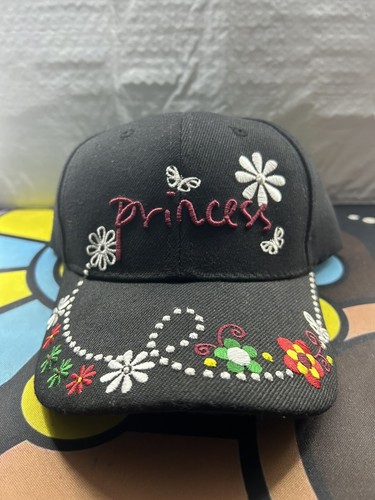 Kids Black Princess Baseball Cap With Flowers (multicolor) - Picture 1 of 4