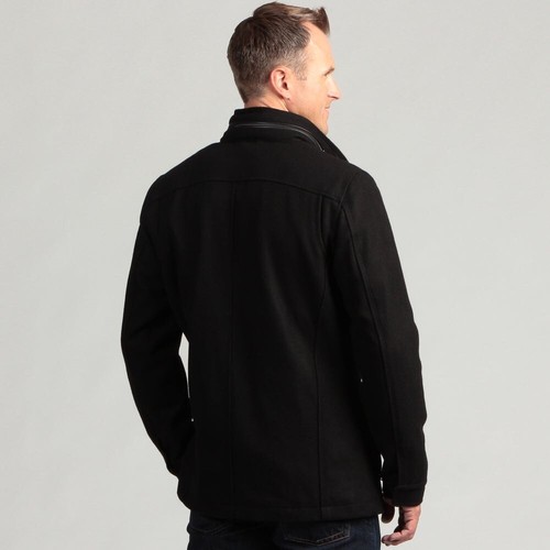 USED IZOD Men's Wool-Blend Zip Up Black Jacket, Sz M - Picture 2 of 11