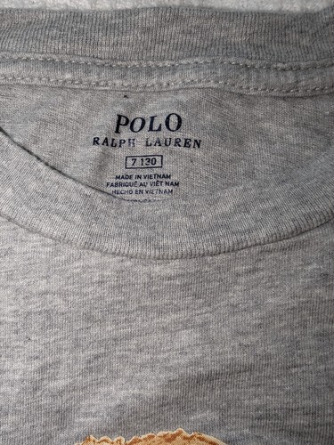Ralph Lauren Youth Tee Shirt Polo Bear On Grey Tee Size  7 - Bild 2 von 8