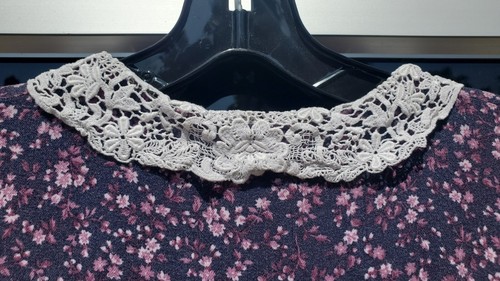 Vintage 1990's LAURA ASHLEY Flannel Grunge Floral Edwardian Dress 90's Purple - Picture 9 of 12