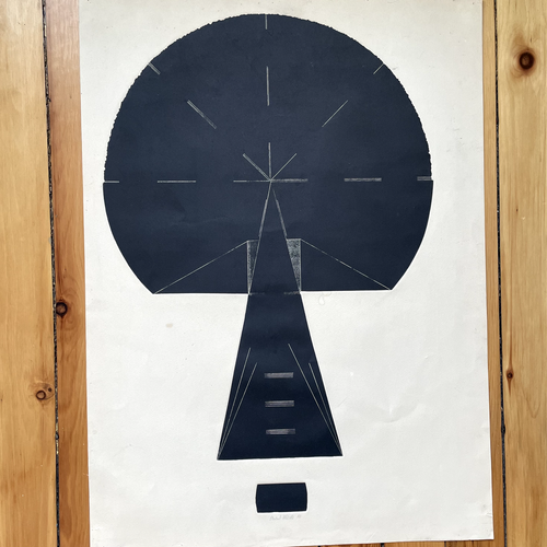Litografía abstracta vintage moderna monocromática geométrica borde duro de mediados de siglo - Imagen 11 de 15