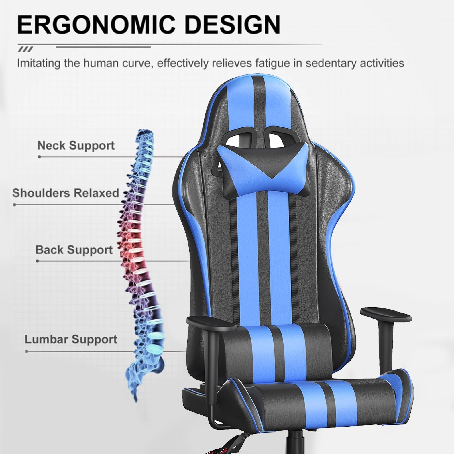 Gaming Chair Office Chair Reclining High Back PU Leather Computer Desk Chair eBay