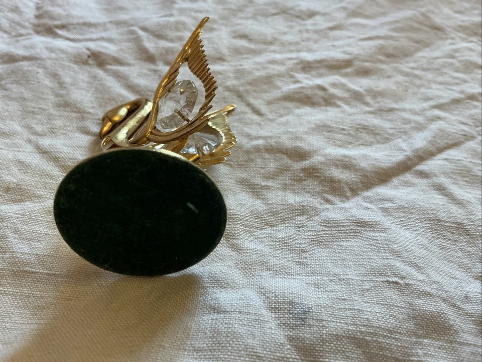 Vintage Crystal Creations 24K Gold Plated Swan with Austrian Crystals