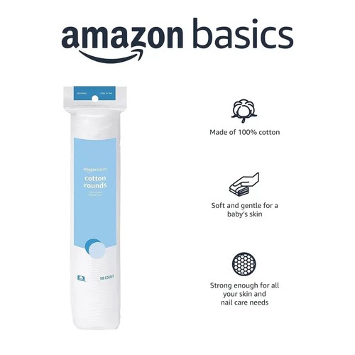 Amazon Basics Hypoallergen 100% Baumwolle Runden, 100 100 Stück (1er Pack) - Bild 3 von 5