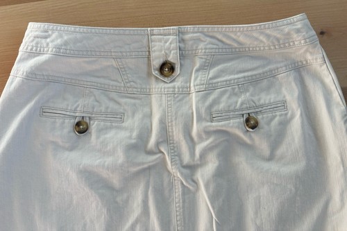 KIM ROGERS Ivory Denim A Line MODEST Button Pockets Midi Skirt SZ 16 - Picture 5 of 6