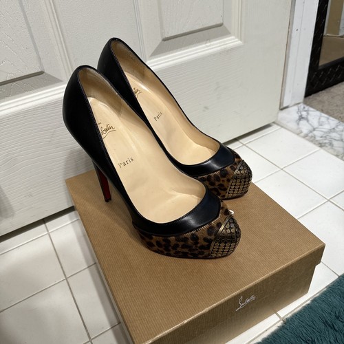 Christian Louboutin Maggie 140 Black Pony Leopard Pumps. Sz 40.5 (9.5/10) - Picture 5 of 12