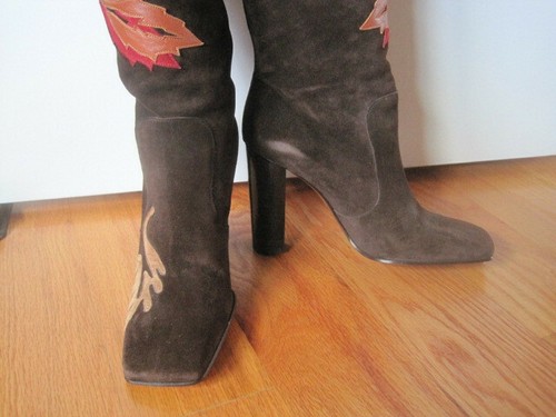Dolce&Gabbana Brown knee high Suede Boots, Size 7 1/2 US - Picture 3 of 11