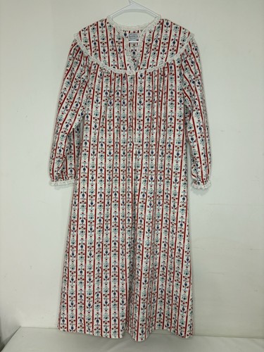 Lanz of Salzburg COTTON FLANNEL Hearts/Flowers Nightgown Large Modest - Picture 2 of 7
