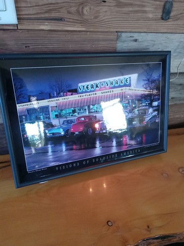 Steak and Shake Diner Electric Light Deco - Old School Chevy  Man Cave Bar Shop - Picture 2 of 10