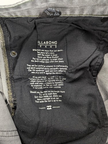 Pantalones de mezclilla Billabong Outsider para hombre talla 32 gris ajustados surfista patinador preppy - Imagen 6 de 11
