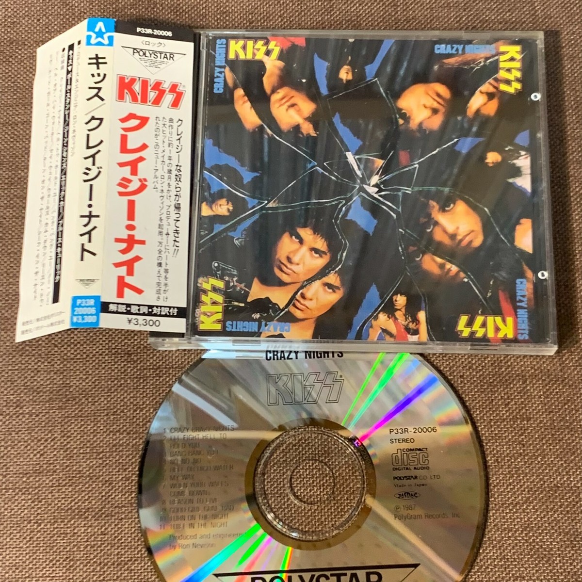KISS Crazy Nights JAPAN CD P33R-20006 w/ OBI, No Insert 1987 issue 3,300 JPY KISS Crazy Nights JAPAN CD P33R-20006 w/ OBI, No Insert 1987 issue 3,300 JPY