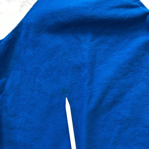 VTG 90s Flannel Raglan T-Shirt Kids Blue White Cotton Hand Made - Picture 9 of 10