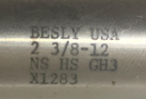 Besly 2-3/8"-12 Handgewindebohrer 6 Flöten NS HS GH3 X1283 - Bild 3 von 3