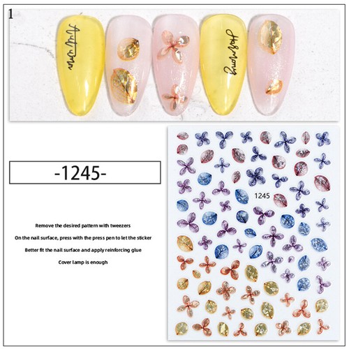 3D Laser Butterfly French Nail Stickers Flower Nail Art Decal Decor Manicure AU - Picture 35 of 47