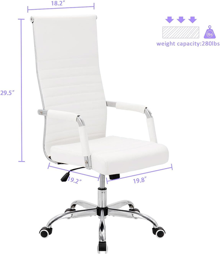 Office Desk Chair High Back Ribbed Executive Computer Chair, Adjustable Swivel R - Picture 3 of 12