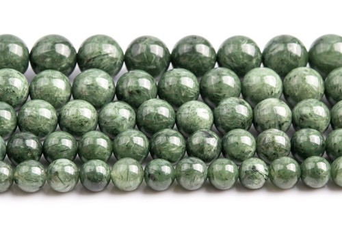 Natural Green Rutilated Quartz Beads Grade A Round Loose Beads 7/8/9/10/11MM - Picture 3 of 13
