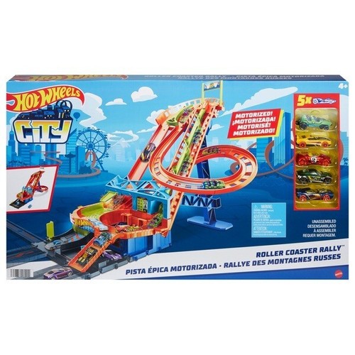 Hot Wheels City Roller Coaster Rally con 5 vehículos diecast - Imagen 5 de 5