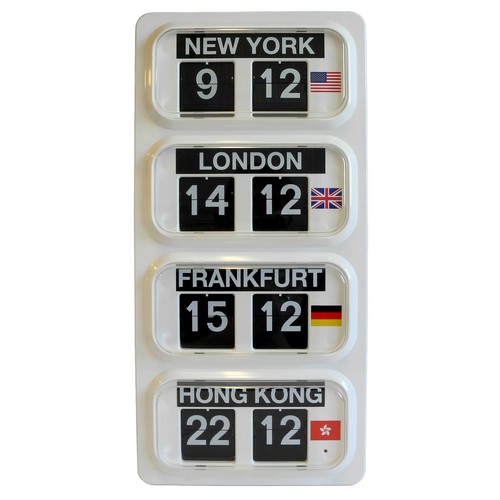 Grayson World Time Zone Flip Clock New York London Hong Kong Frankfurt - GWT30^